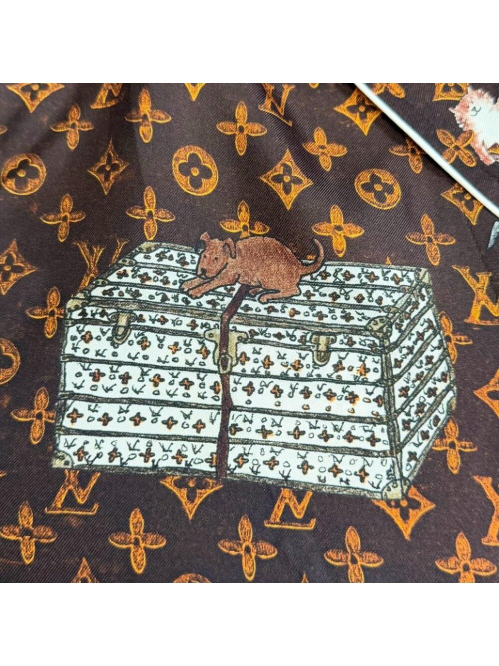 Louis Vuitton Silk 100% Cat Glam Print Cat Long Sleeve Shirt Brown 42 - Picture 5 of 11